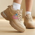 Girls' Beige Fancy Sneakers – Stylish Chain Shoes