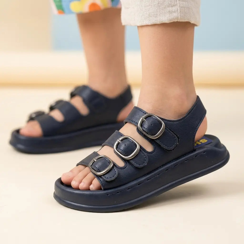 Boy's Sleek Triple-Buckle Sandals