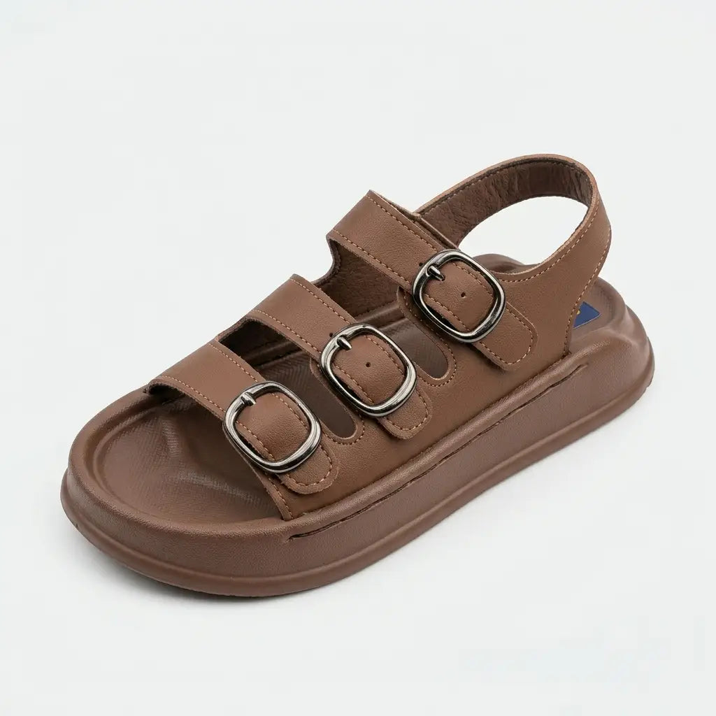 Boy's Sleek Triple-Buckle Sandals