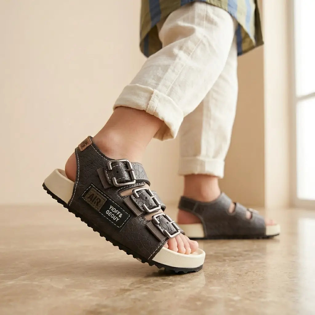 Boys' Rugged Triple-Strap Textured Sandals