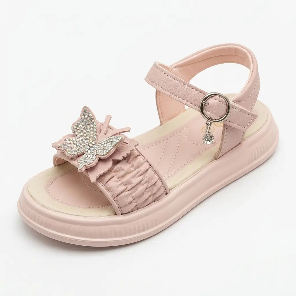 Girls' Stylish Butterfly Shimmer Sandals