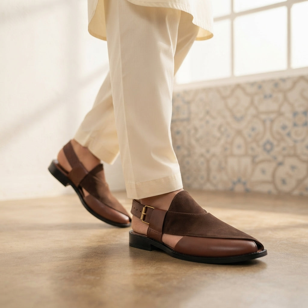 Men's Brown Traditional Peshawari Chappal Style Sandal