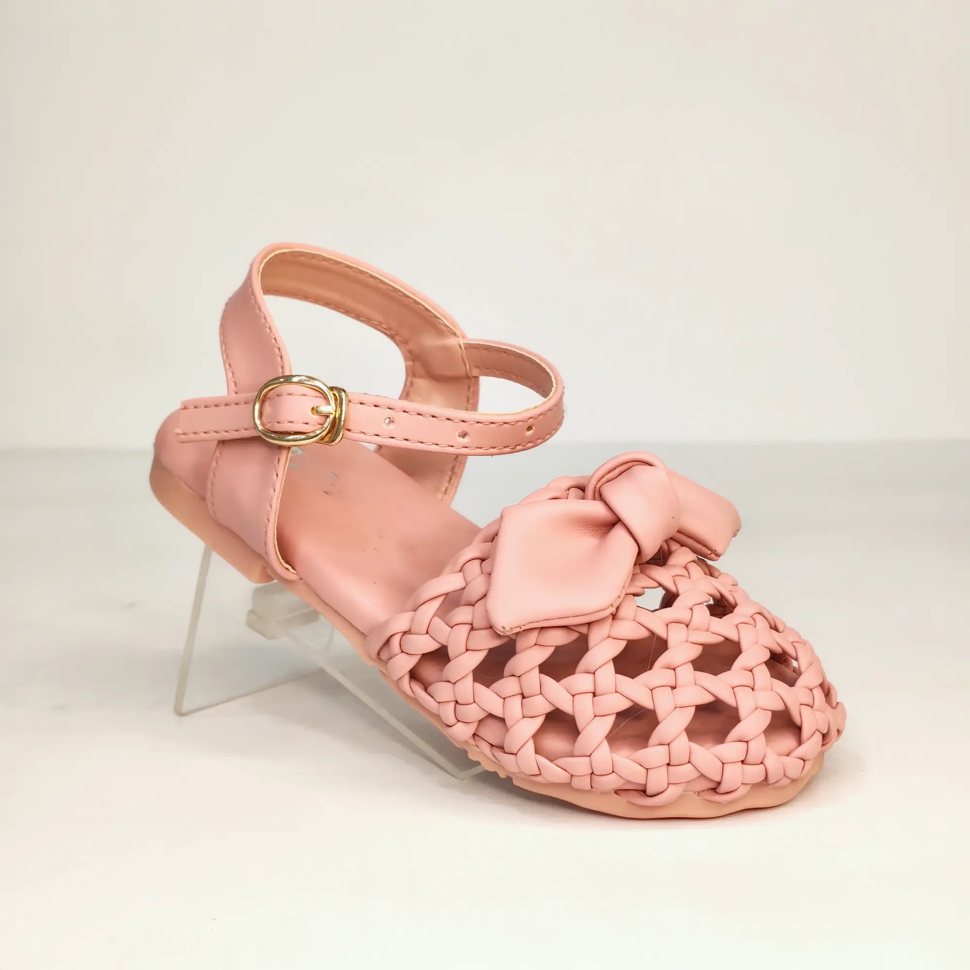 Girls Elegant Black Woven  Sandals with Bow