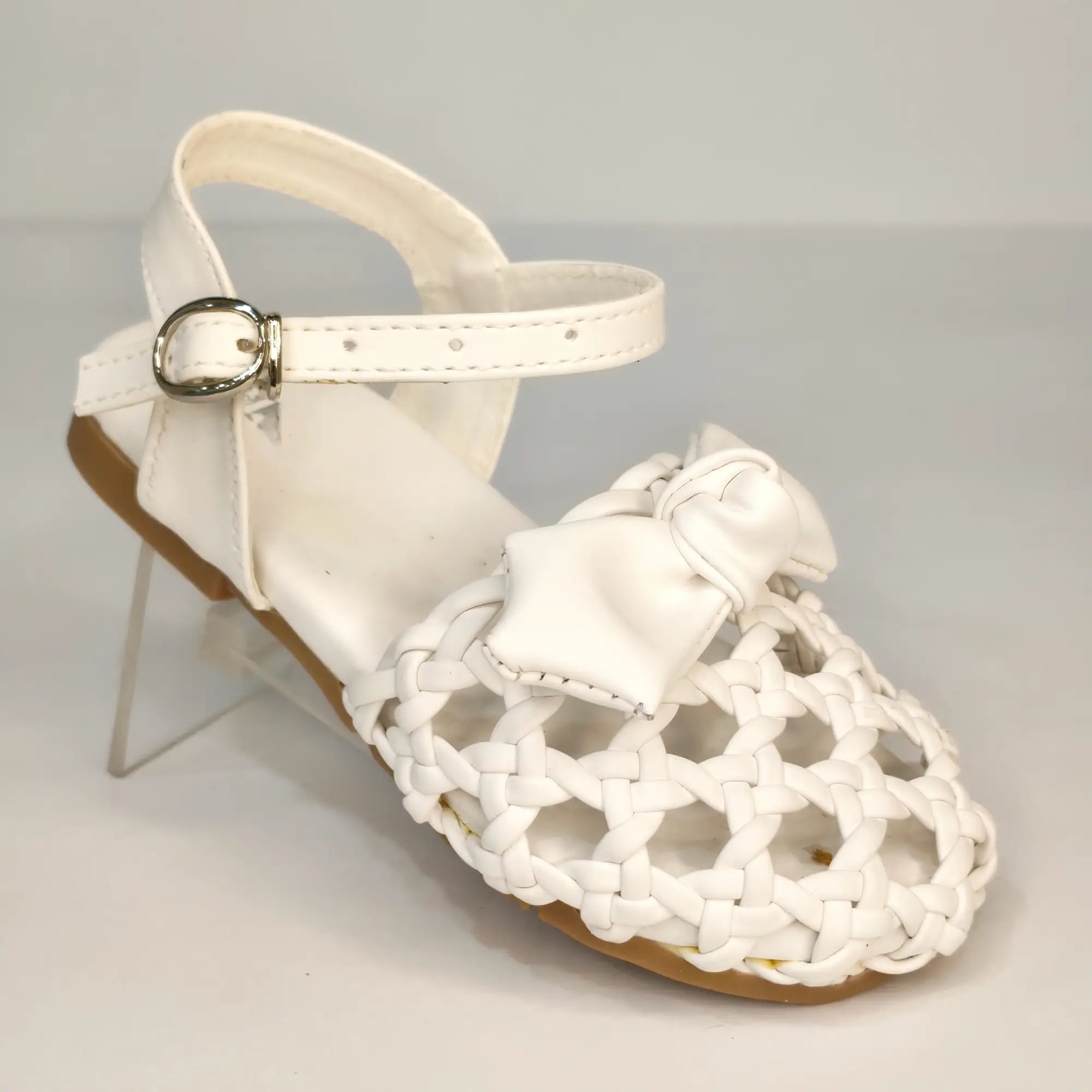 Girls Elegant Black Woven  Sandals with Bow