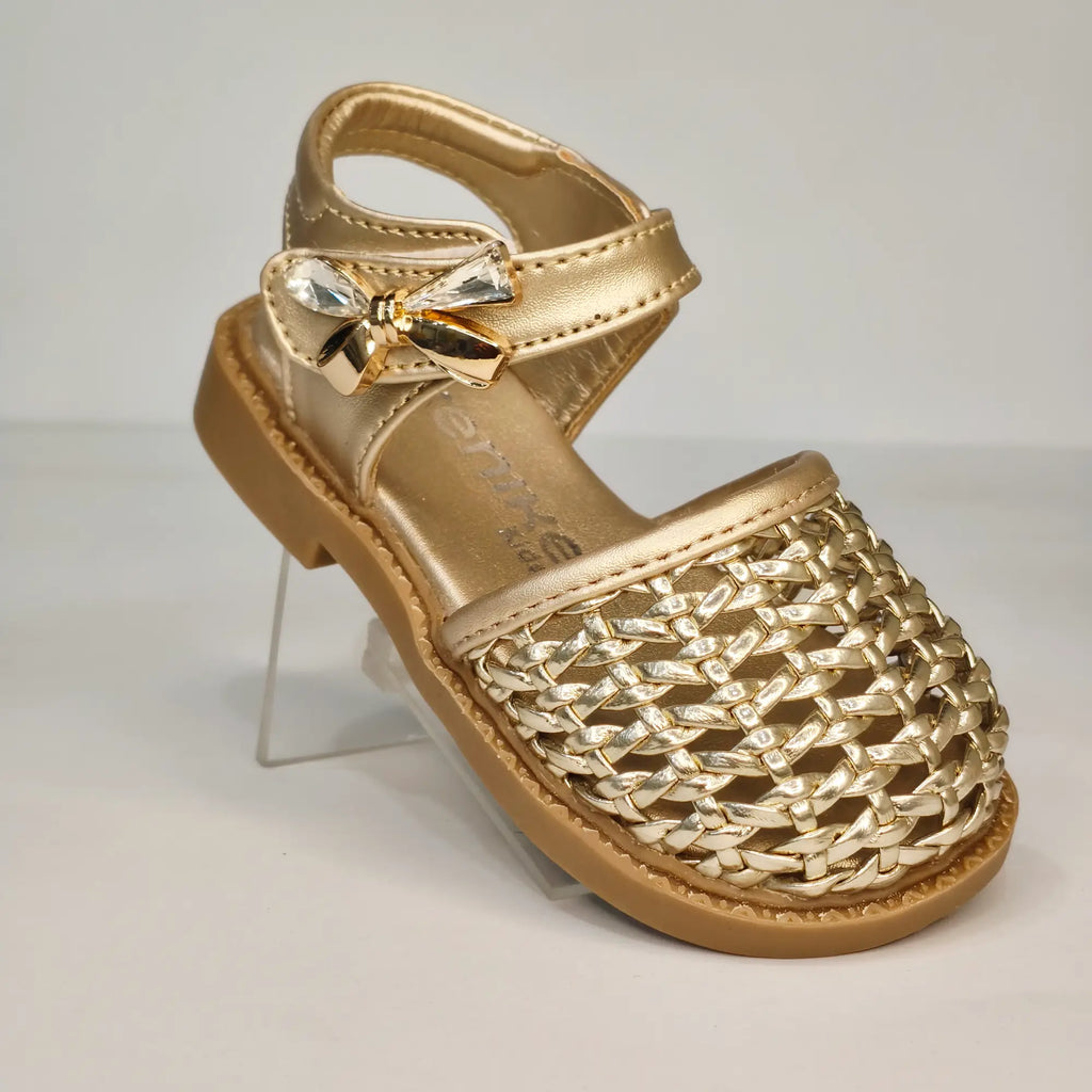 Girls' Gold Woven Closed-Toe Sandals
