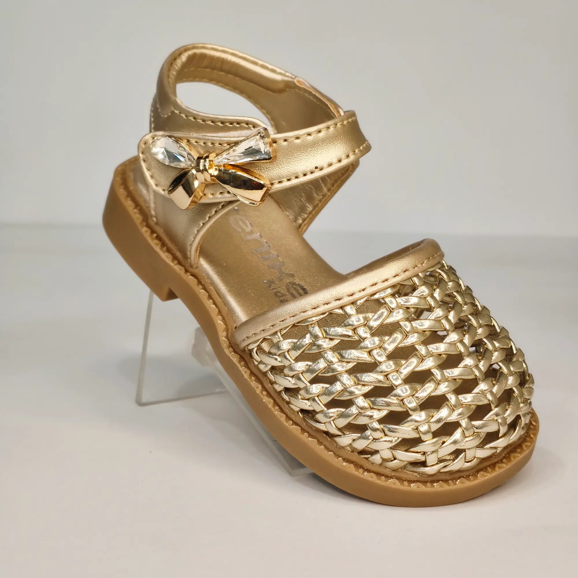 Girls' Gold Woven Closed-Toe Sandals