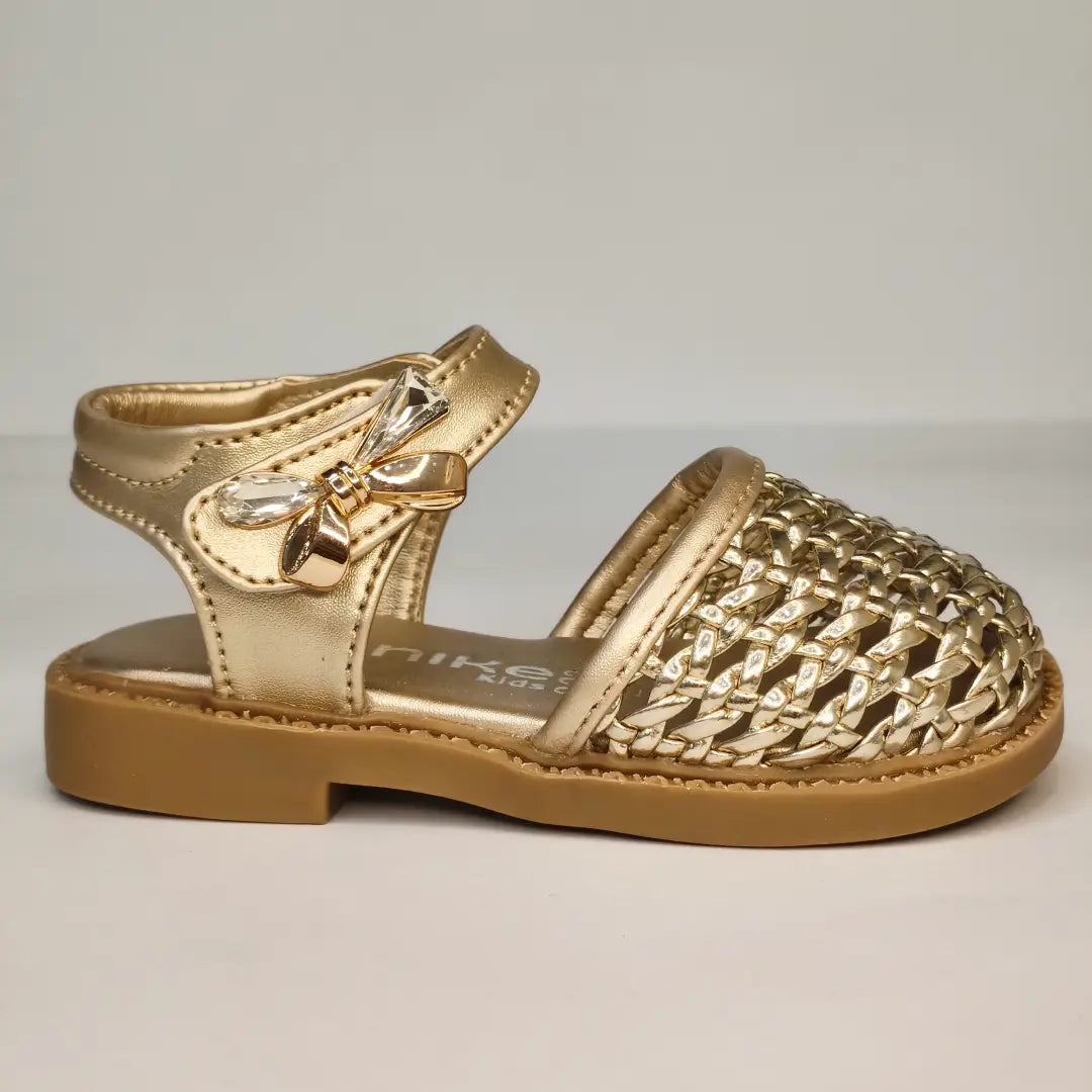 Girls' Gold Woven Closed-Toe Sandals