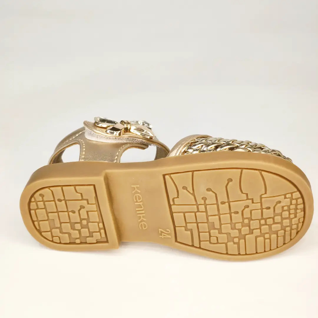 Girls' Gold Woven Closed-Toe Sandals