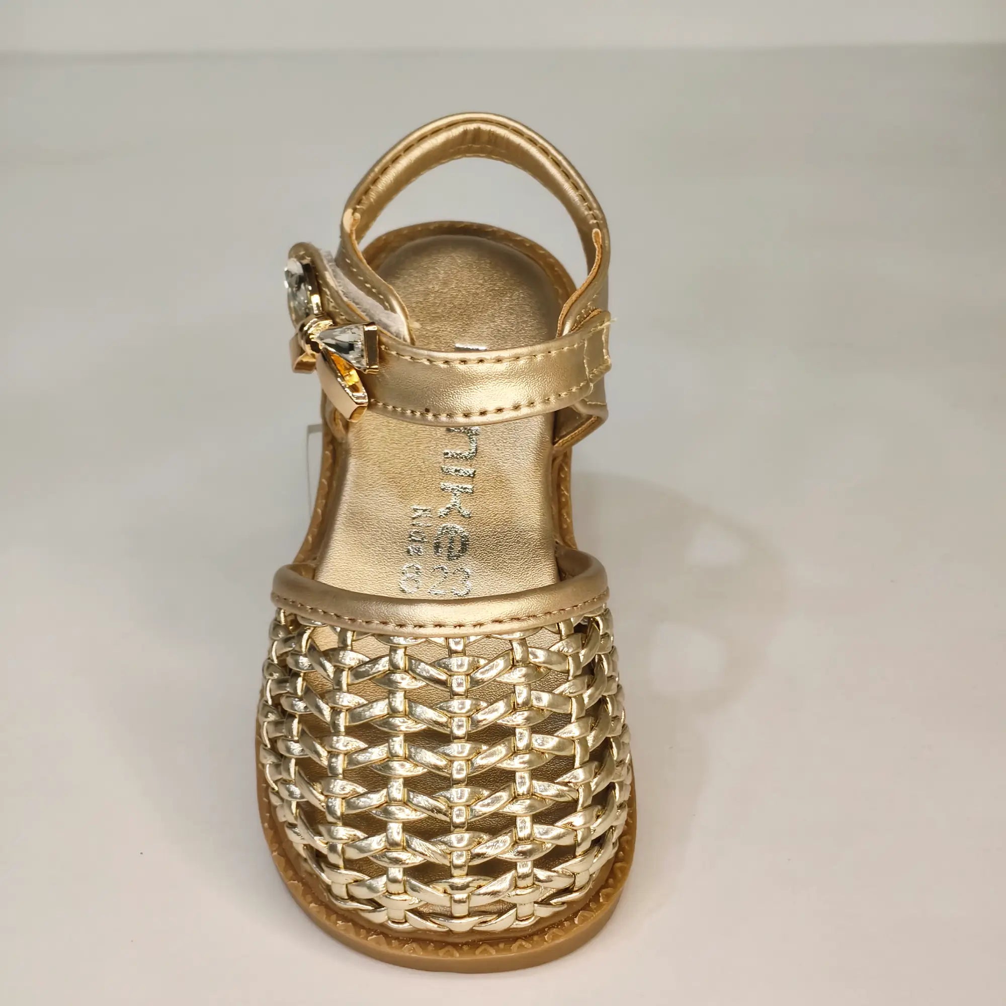 Girls' Gold Woven Closed-Toe Sandals