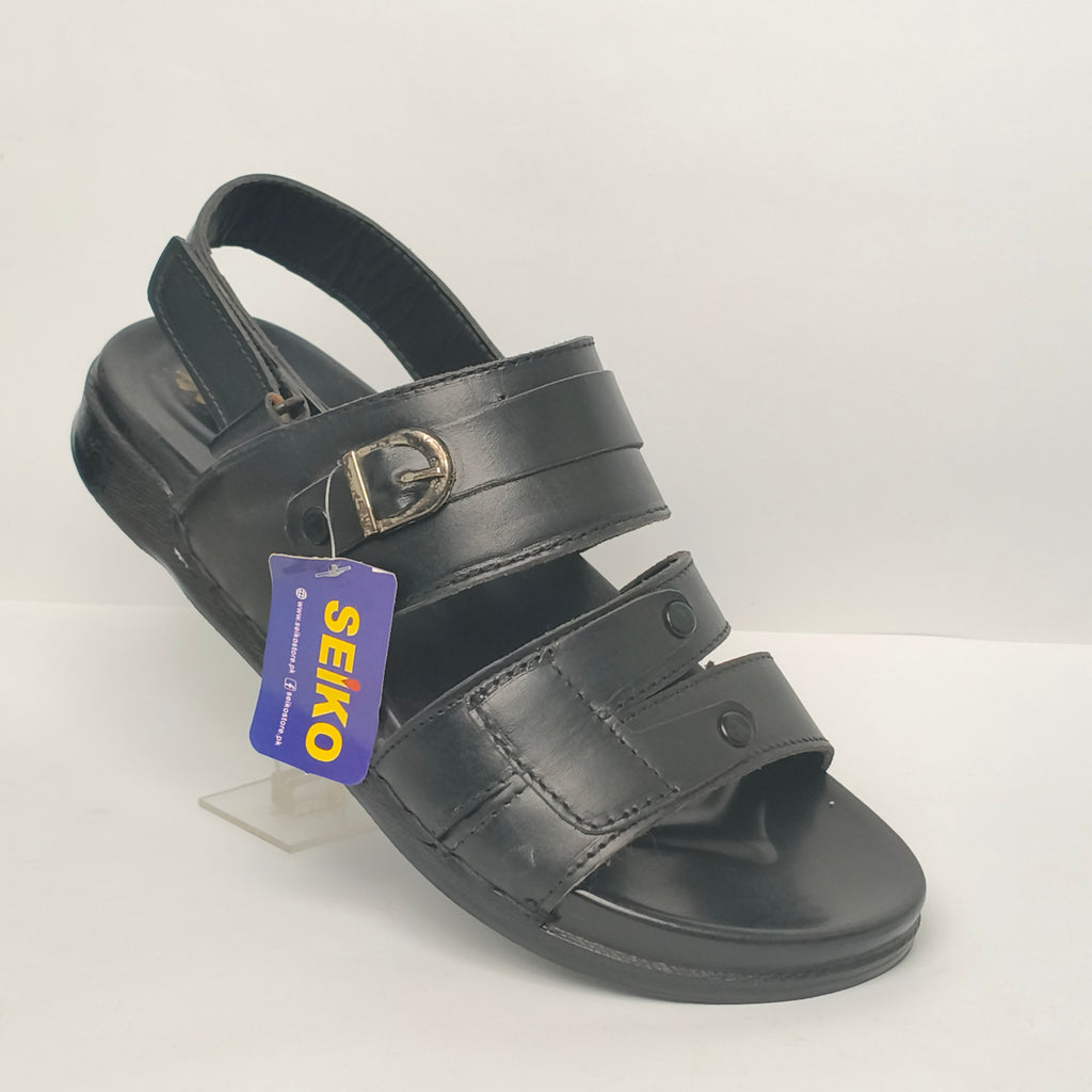 Men's Black Brown Sandals with Adjustable Back Strap