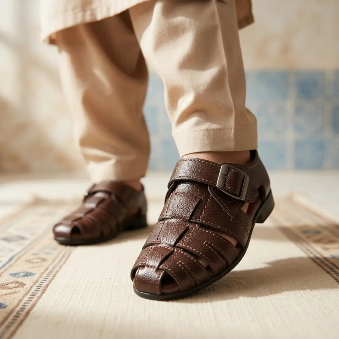 Boys' Formal Closed-Toe Sandals with Buckle Strap