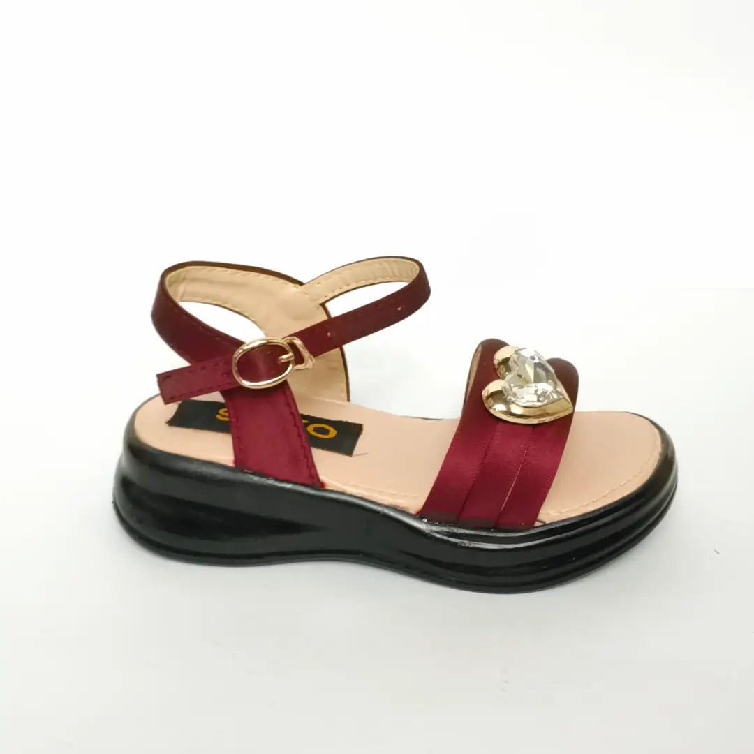 Girls' Crystal Heart Metallic Party Sandals