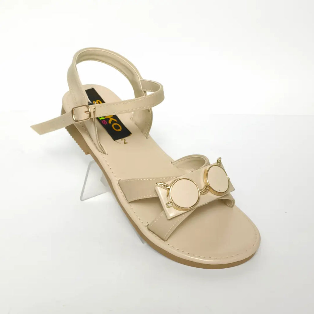 Girls' Lightweight Open-Toe Casual & Party Sandals with Gold Trim
