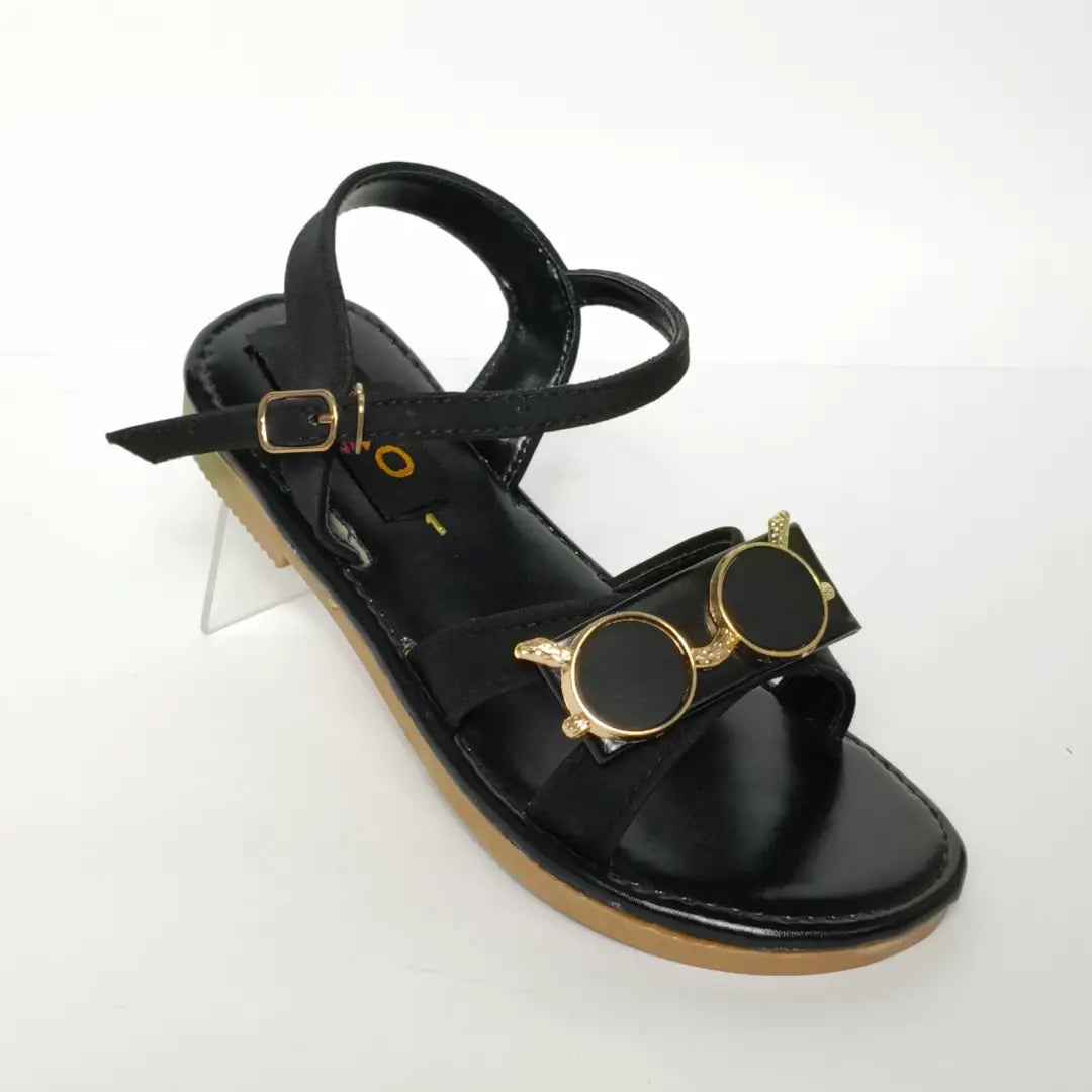 Girls' Lightweight Open-Toe Casual & Party Sandals with Gold Trim