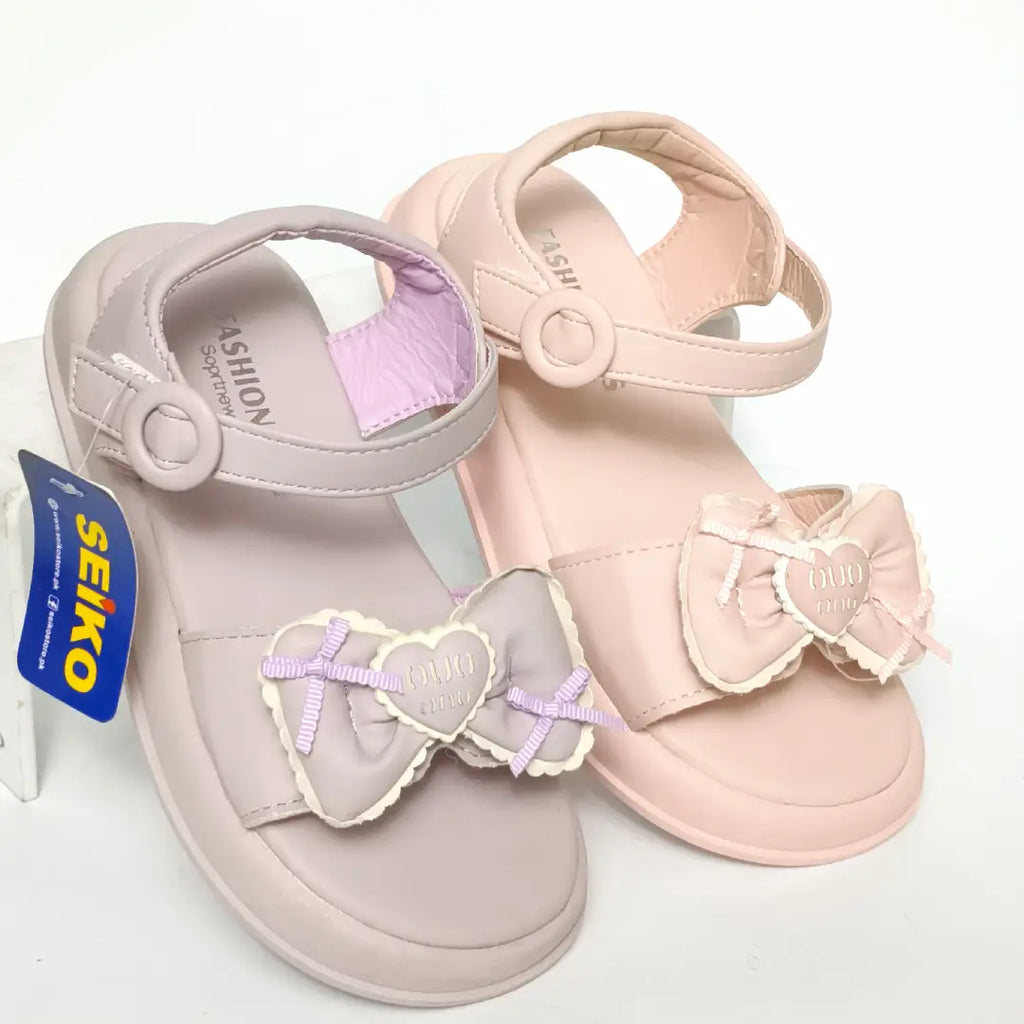 Girls' Cute Heart Bow Ankle Strap Comfort Sandals