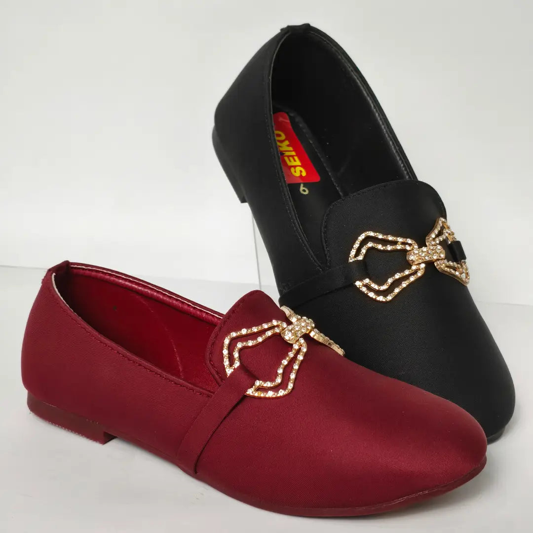 Girls' Rhinestone Buckle Slip-On Flat Shoes