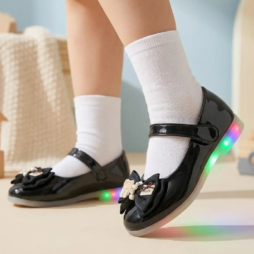 Girls' Patent Light-Up Chester – Bow Party Shoes