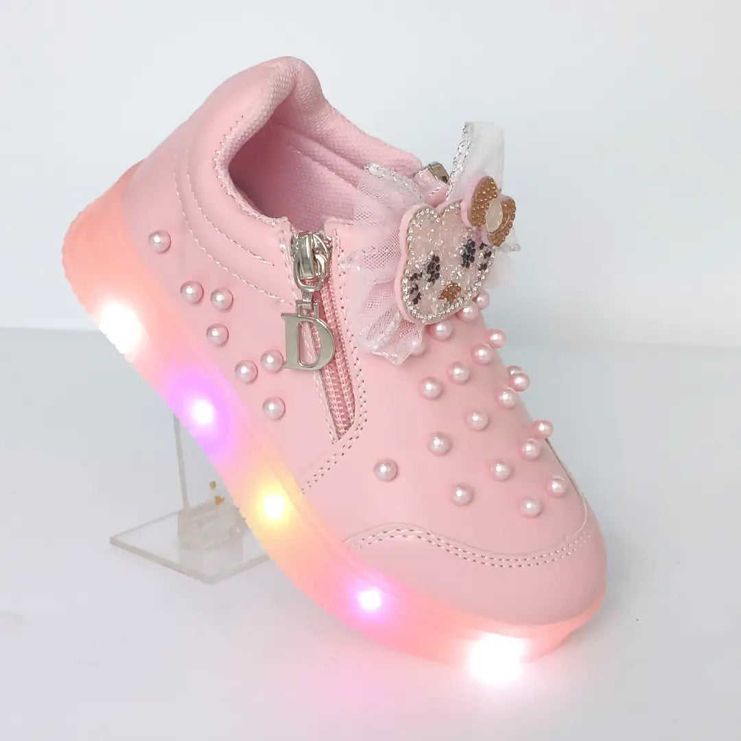 Girls' kid Pearl Light Up Sneakers – Fancy LED Shoes