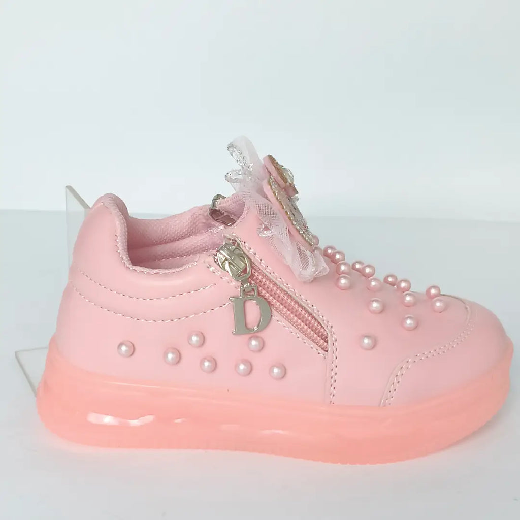 Girls' kid Pearl Light Up Sneakers – Fancy LED Shoes