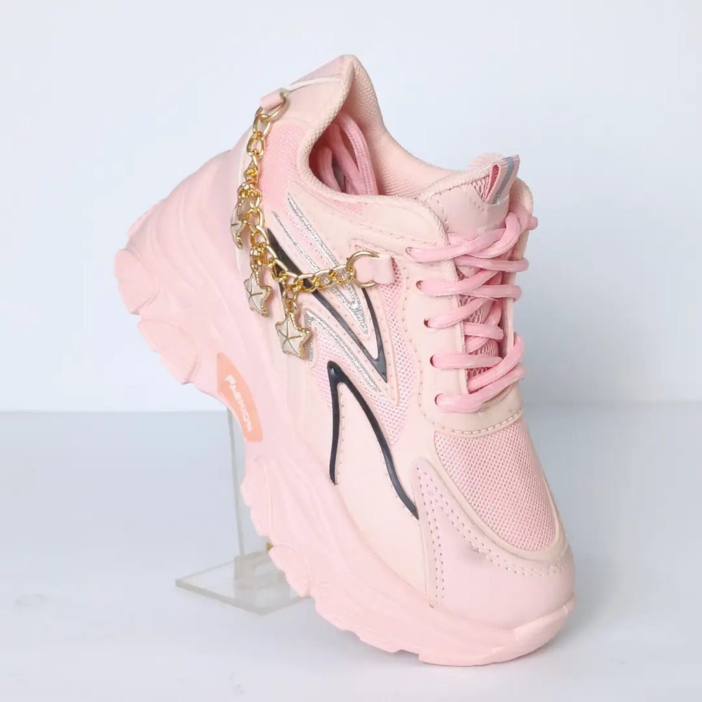 Girls' Pink Chain Detail Chunky Sneakers