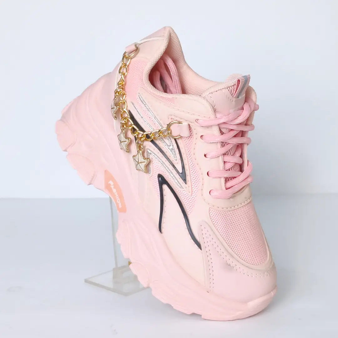 Girls' Pink Chain Detail Chunky Sneakers