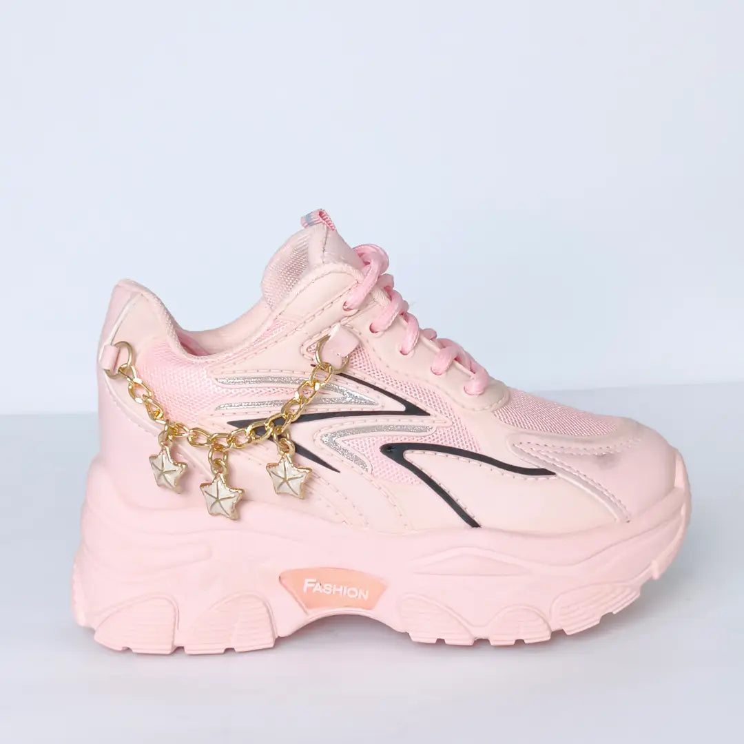 Girls' Pink Chain Detail Chunky Sneakers
