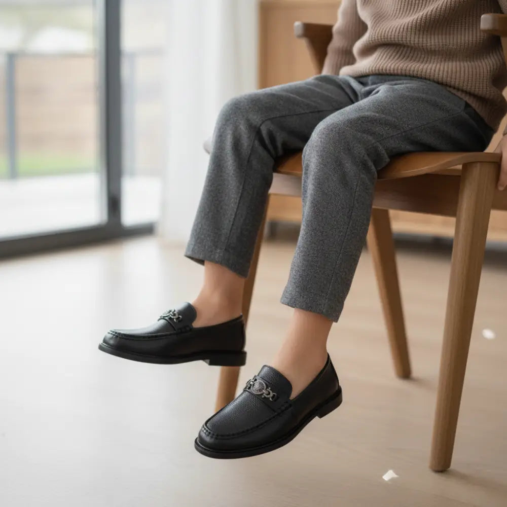 Kids Black Formal Loafer Shoes for boys