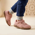 Kids' Pink Suede Velcro Sneakers