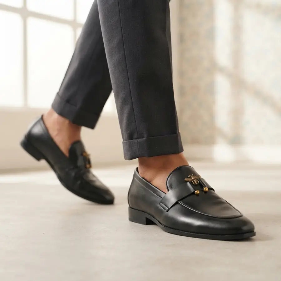 Men's  Formal Loafers with Antique Bee Emblem