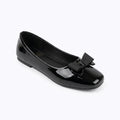 Girls' Patent Black Ballerina Flats with Ribbon Bow - college shoes