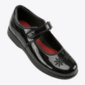 Girls’ Floral Patent Mary Janes – Glossy School Shoes
