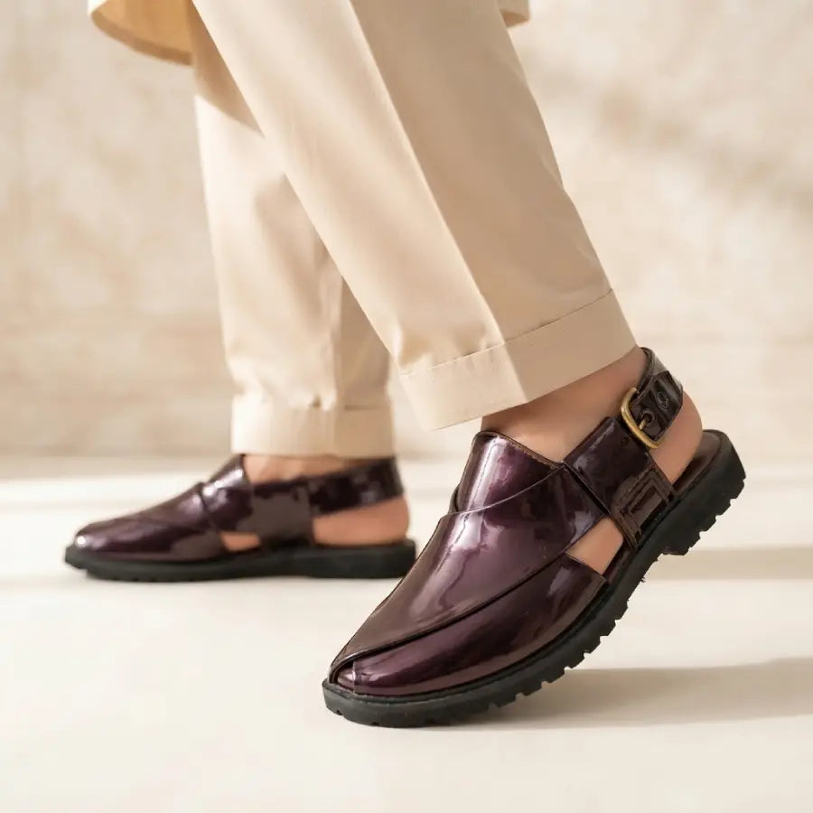 Men's  Meroon Traditional Peshawari Chappal Style Sandals