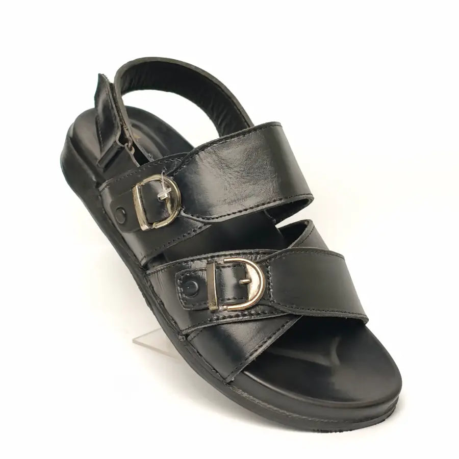 Men's Black Brown Sandals with Adjustable Back Strap