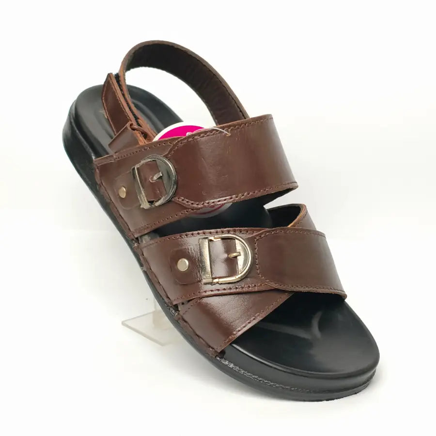 Men's Black Brown Sandals with Adjustable Back Strap