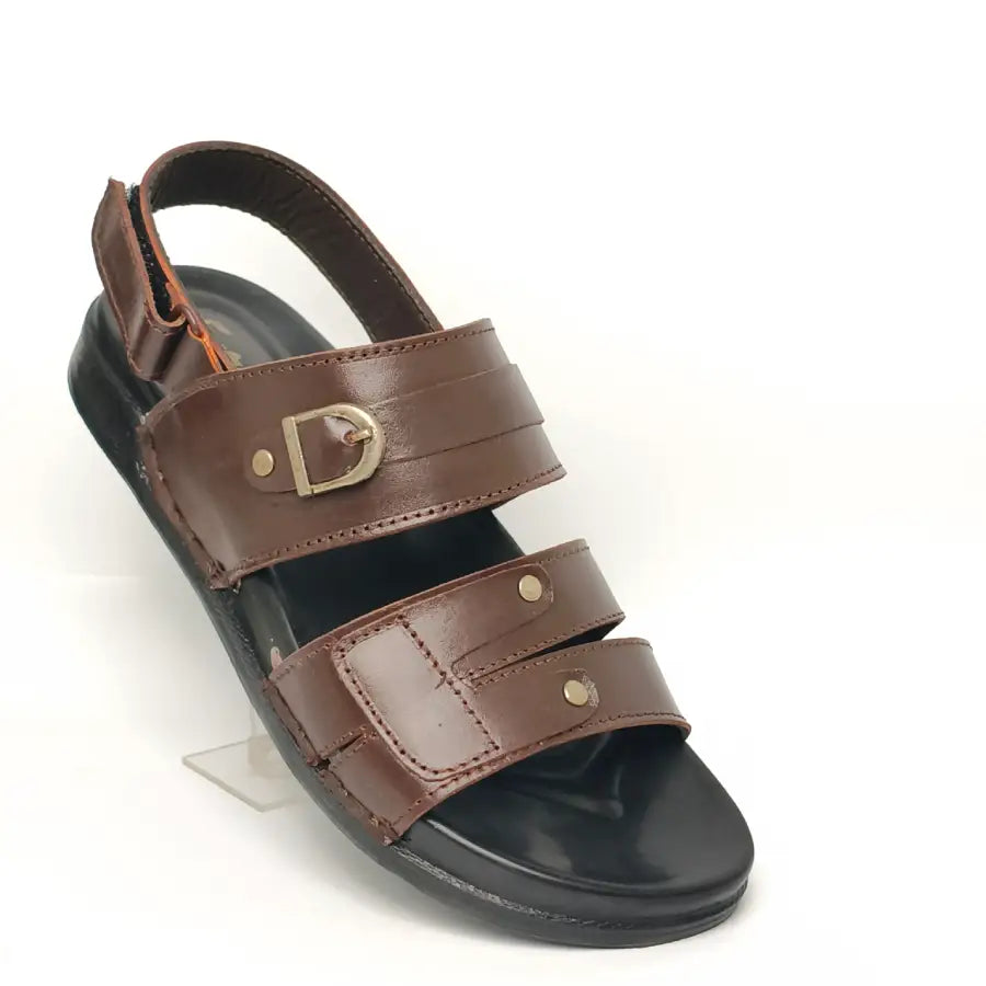 Men's Black Brown Sandals with Adjustable Back Strap