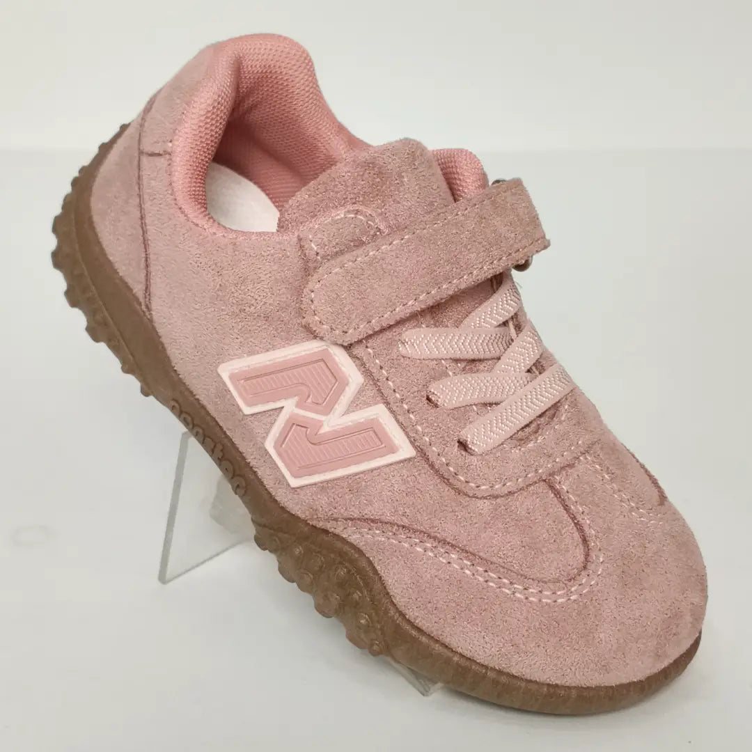 Kids' Pink Suede Velcro Sneakers
