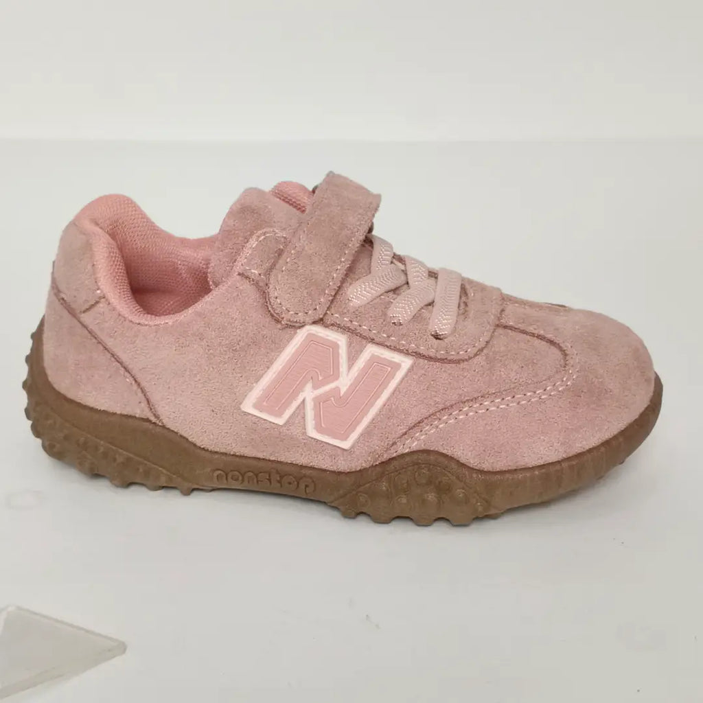 Kids' Pink Suede Velcro Sneakers