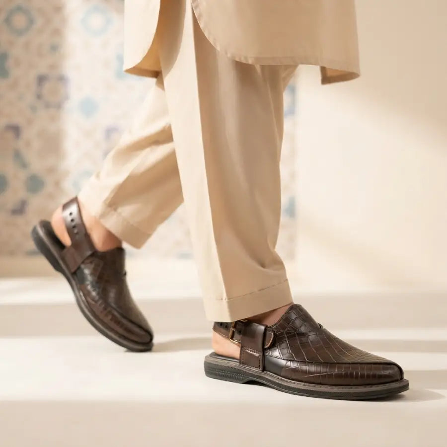 Men's Brown Traditional Peshawari Chappal Style Sandal
