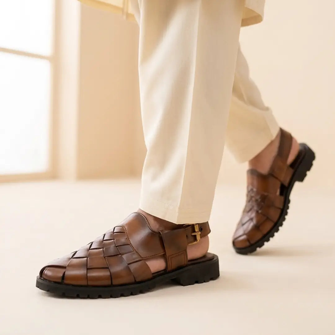 Men's Premium Leather finished Peshawari Chappal