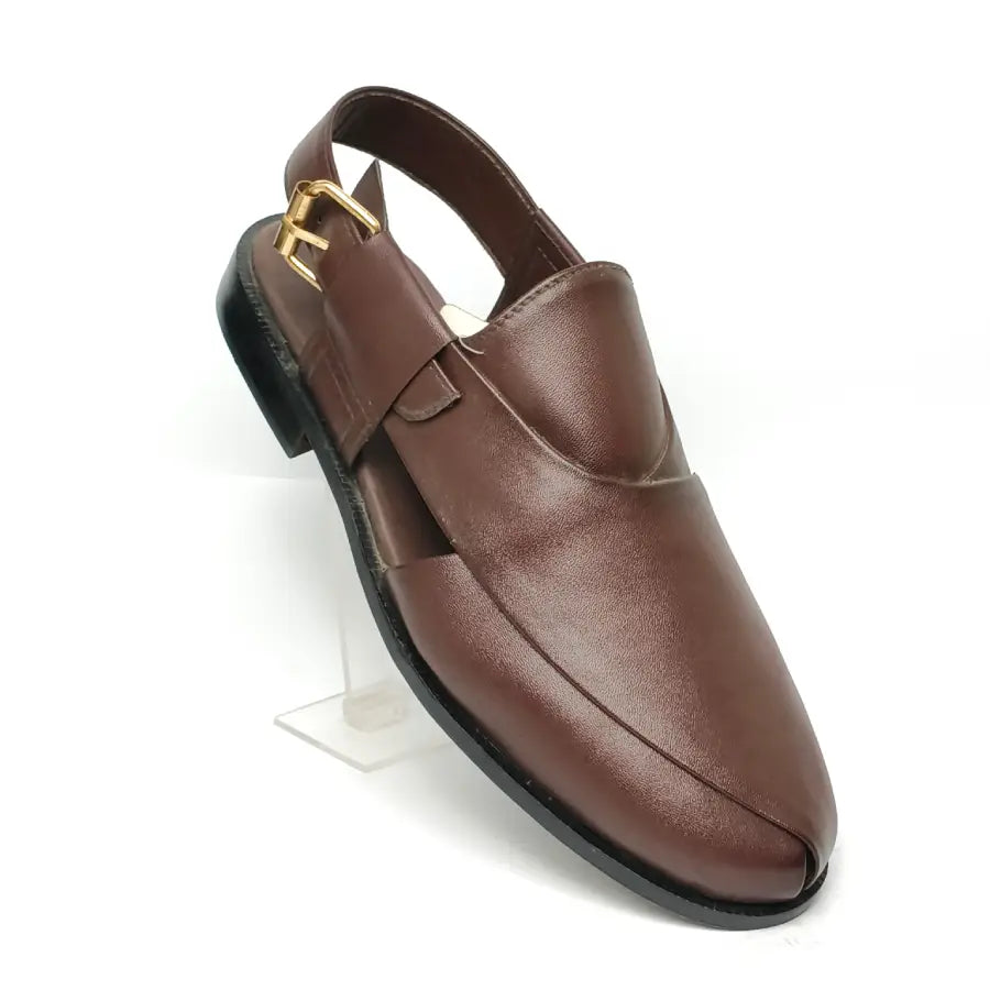 Men's Brown Black Traditional Peshawari Chappal Style Sandal