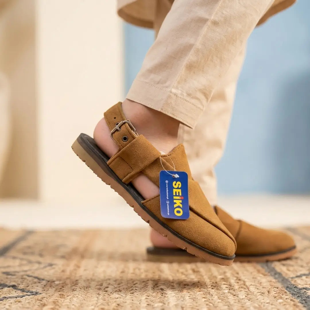 Kids' Lightweight Suede Peshawari Chappal with Adjustable Strap