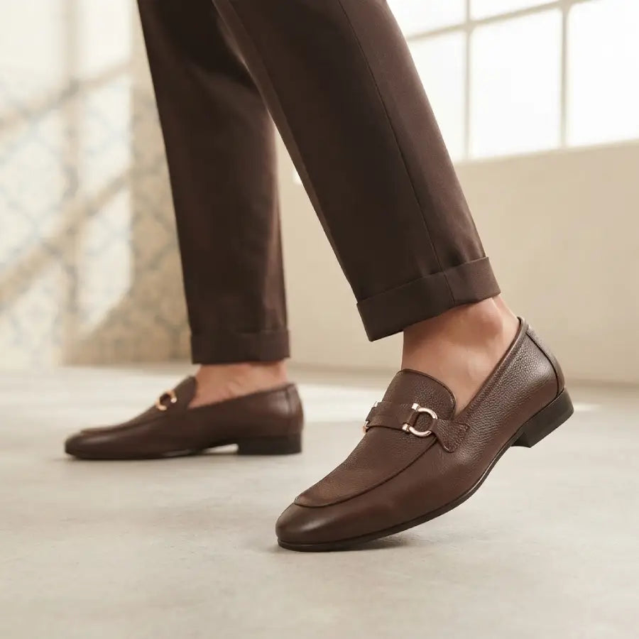 Men's Brown Formal Loafers with Buckle