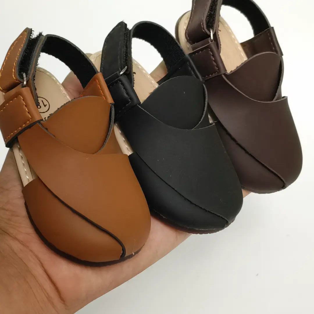 New born & kids' Lightweight Peshawari Chappal with Velcro Strap