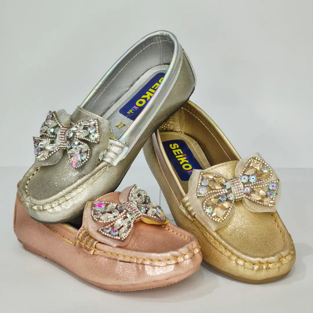 Girls Kids' Glitter Rhinestone Bow Girls' Loafers