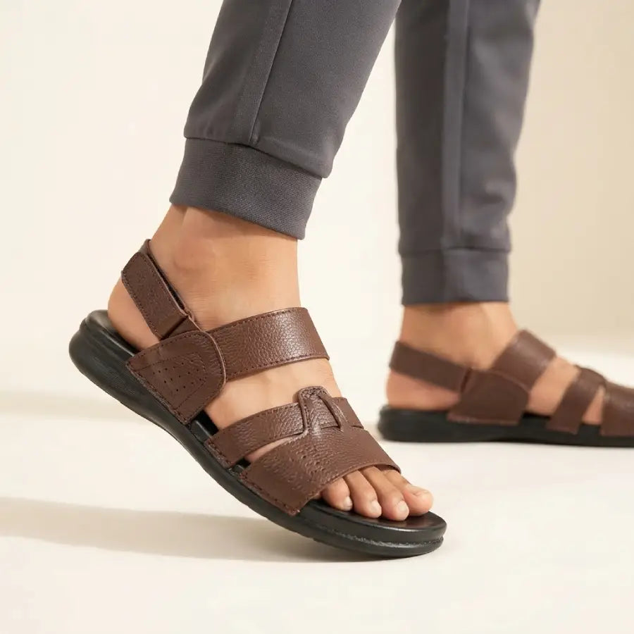 Men's Brown Sandals with Adjustable Back Strap