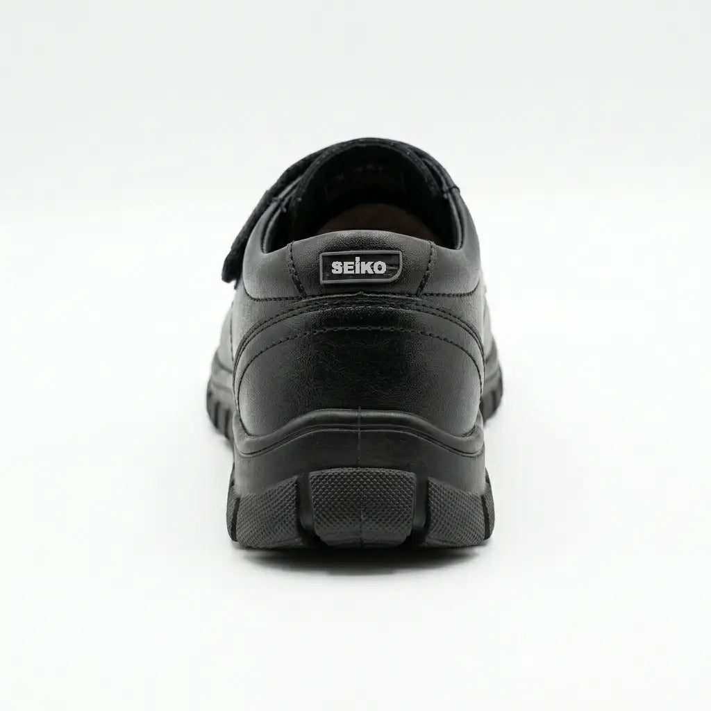 Boys Black Velcro Strap School Shoes