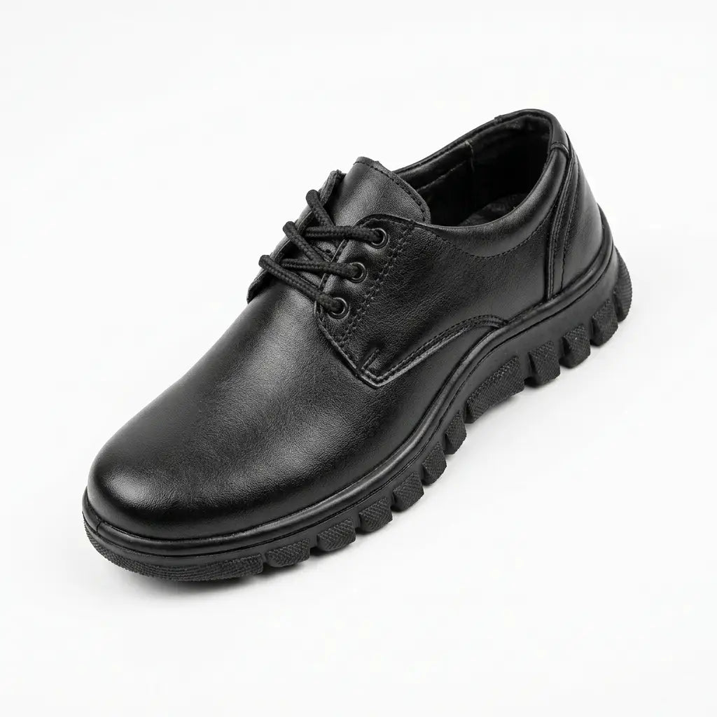 Boys Lace-Up Performance School Shoes – Jet Black