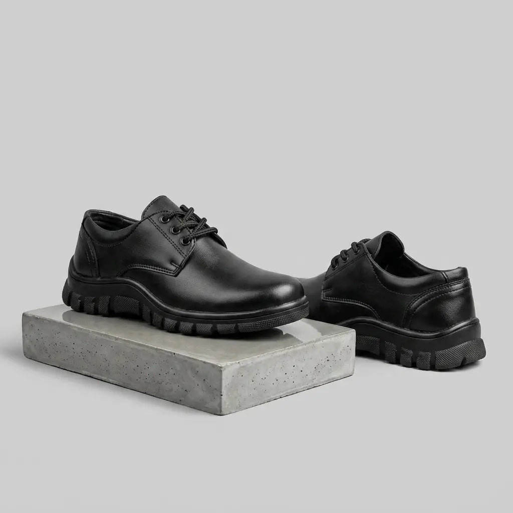 Boys Lace-Up Performance School Shoes – Jet Black