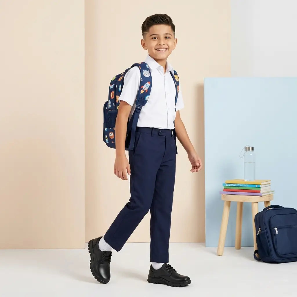Boys Lace-Up Performance School Shoes – Jet Black