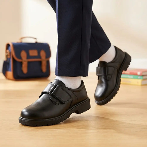 Boys Black Velcro Strap School Shoes
